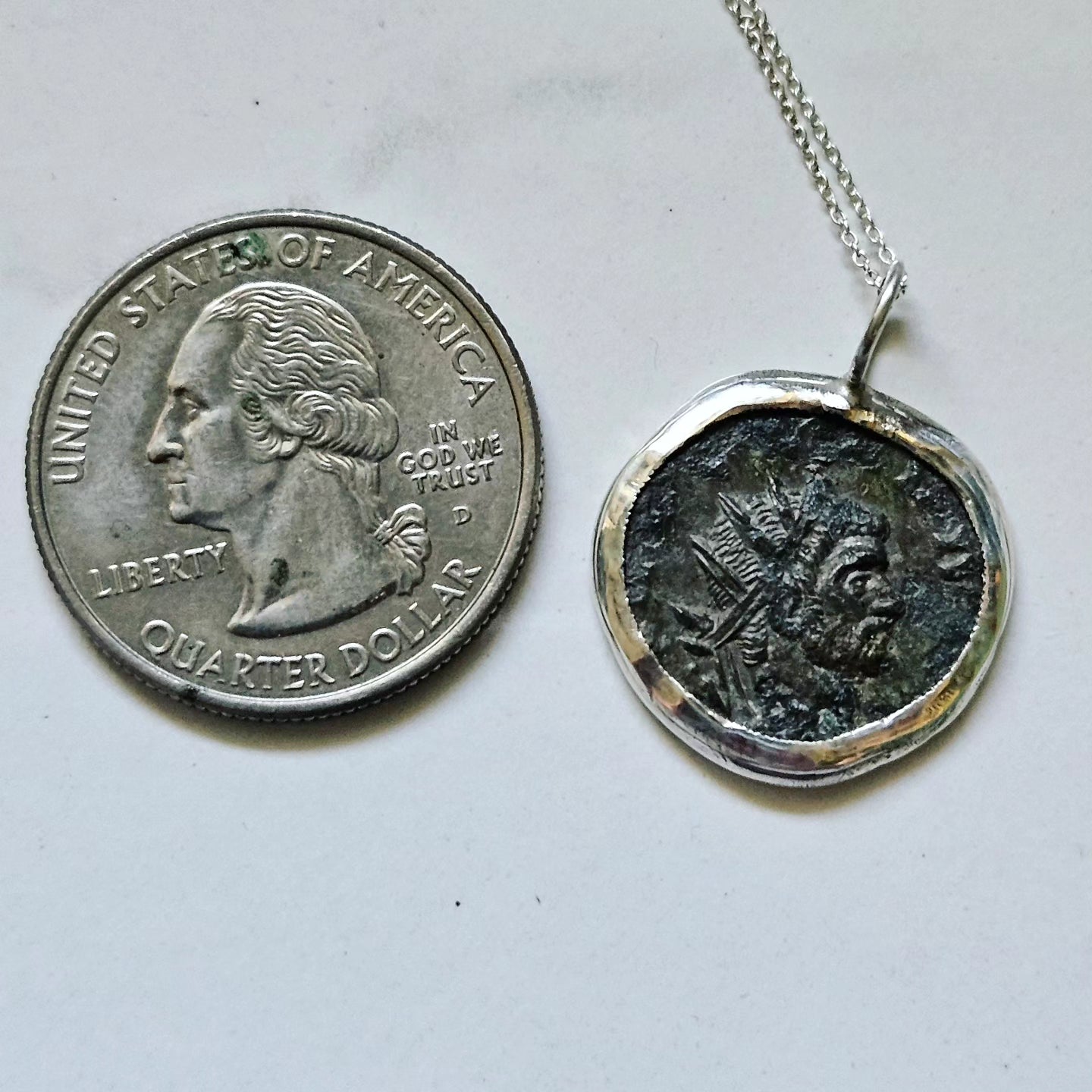 "When in Rome": Ancient Roman Coin Necklace (Claudius II Gothicus/Altar)